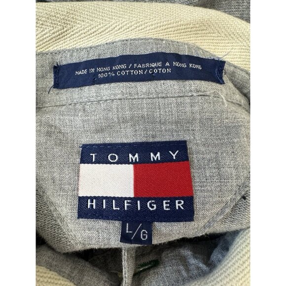 Tommy Hilfiger VTG Crest Print Polo Shirt L Long Sleeve Preppy Y2K Streetwear - Picture 7 of 7